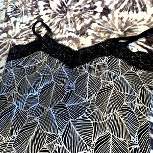 Black and white tank with lace trim
